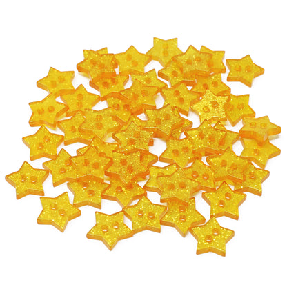 Gold 50 Mix Glitter Star 13mm Resin Buttons