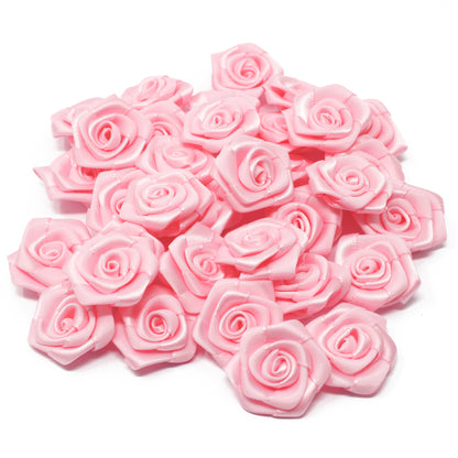 25mm Satin Ribbon Rose Flowers