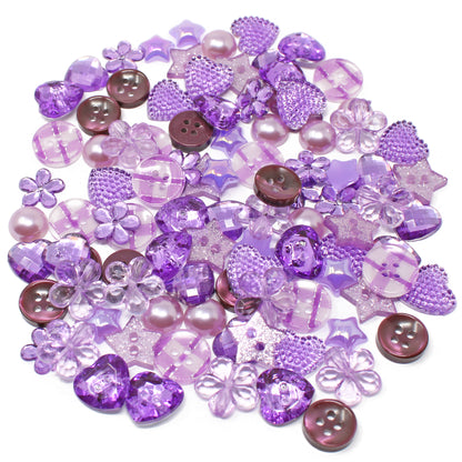 Lilac 100 Mix Acrylic & Resin Buttons & Flatbacks