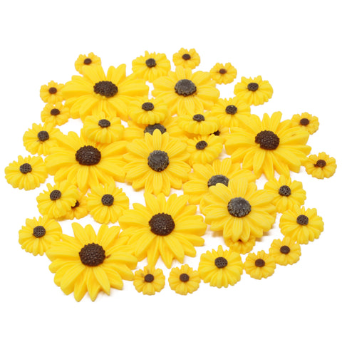 40 Pack Mix Size Resin Sunflower Flatbacks