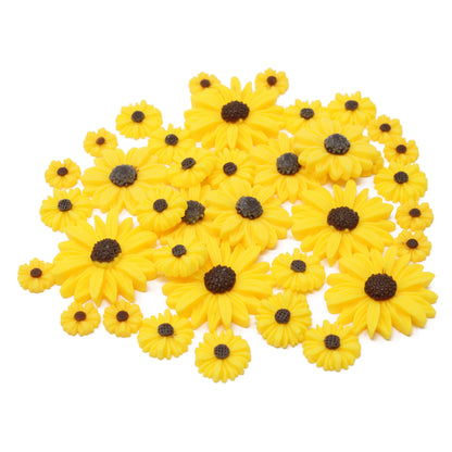 40 Pack Mix Size Resin Sunflower Flatbacks