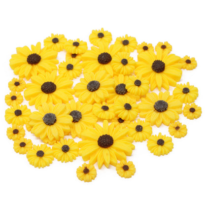 40 Pack Mix Size Resin Sunflower Flatbacks