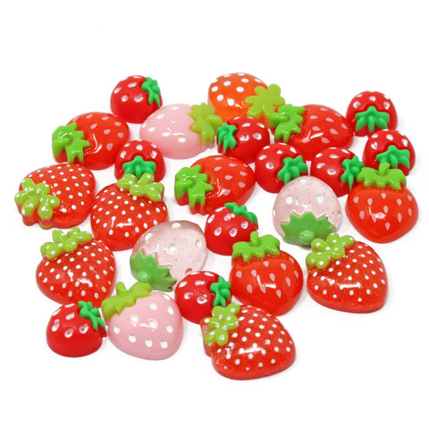 25 Pack Mix Strawberry Resin Flatbacks