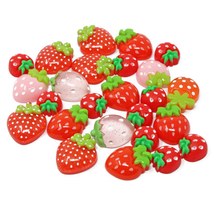 25 Pack Mix Strawberry Resin Flatbacks