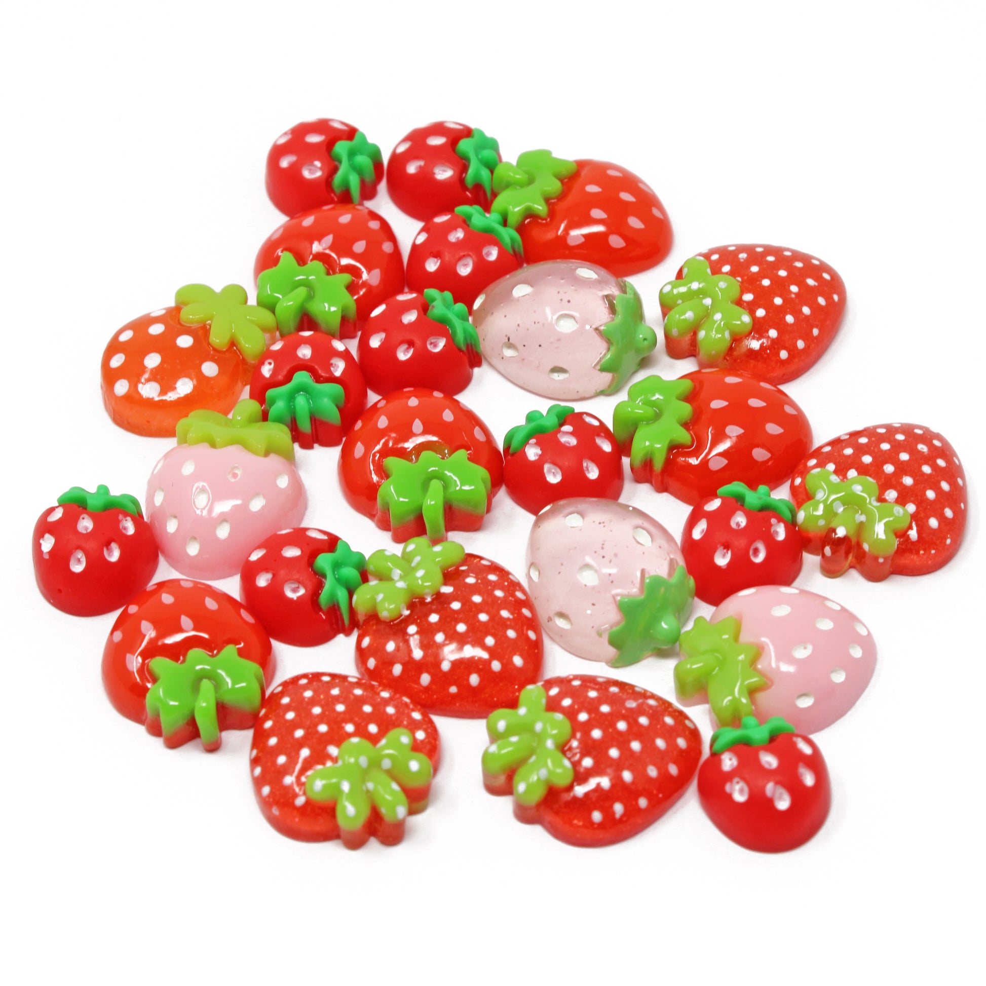 25 Pack Mix Strawberry Resin Flatbacks