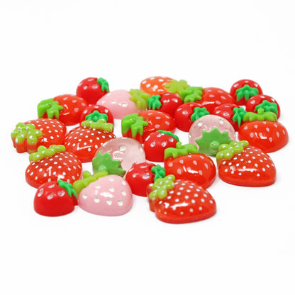 25 Pack Mix Strawberry Resin Flatbacks