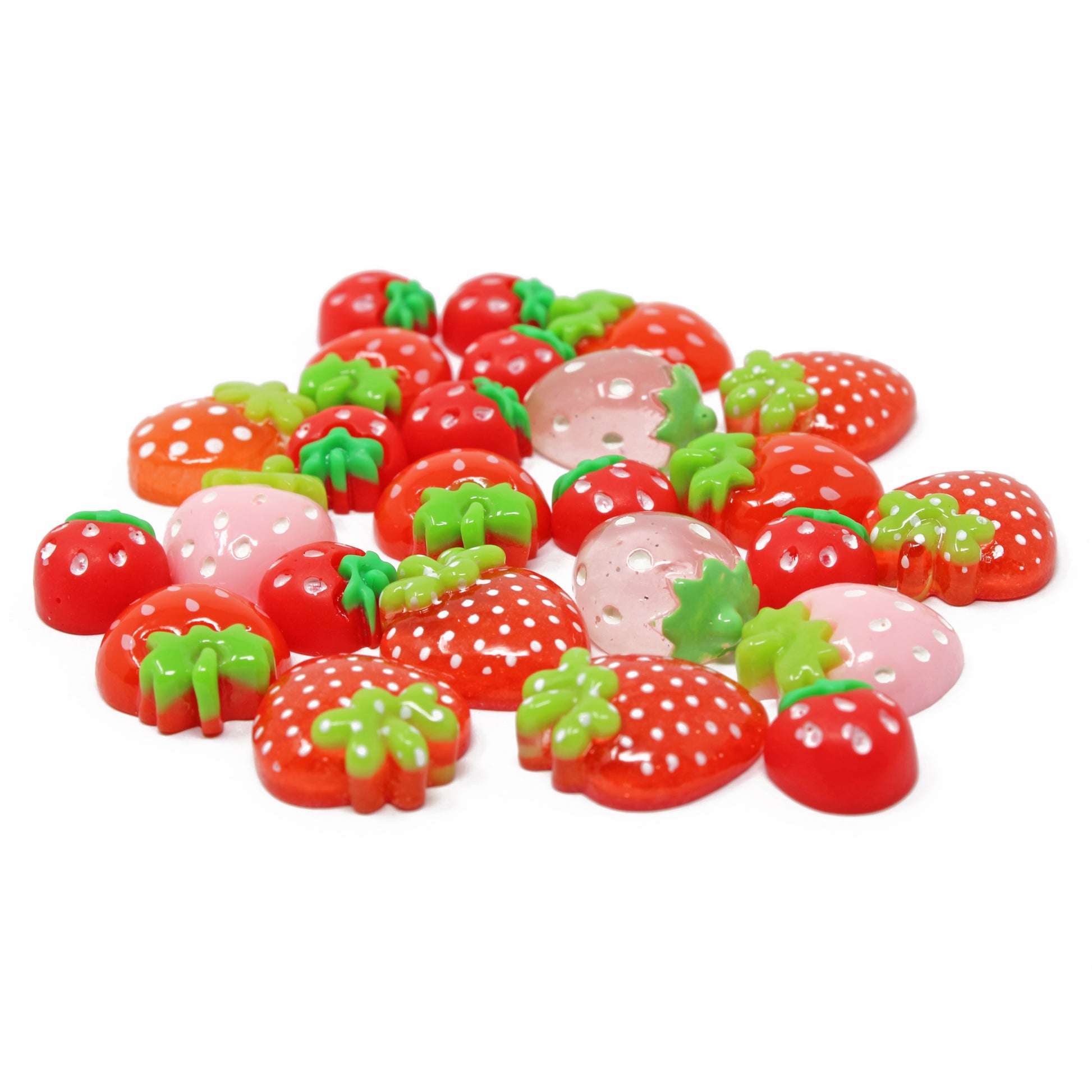 25 Pack Mix Strawberry Resin Flatbacks