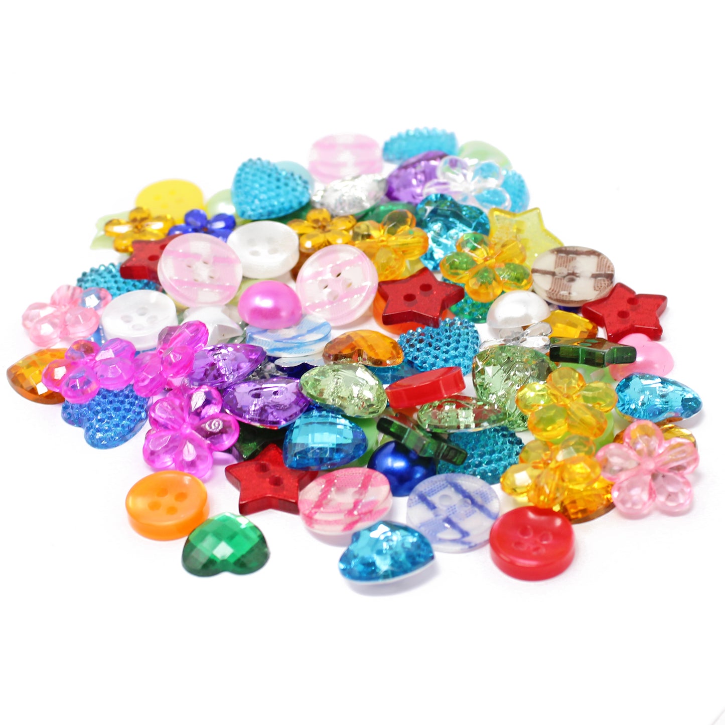 Multicoloured 100 Mix Acrylic & Resin Buttons & Flatbacks