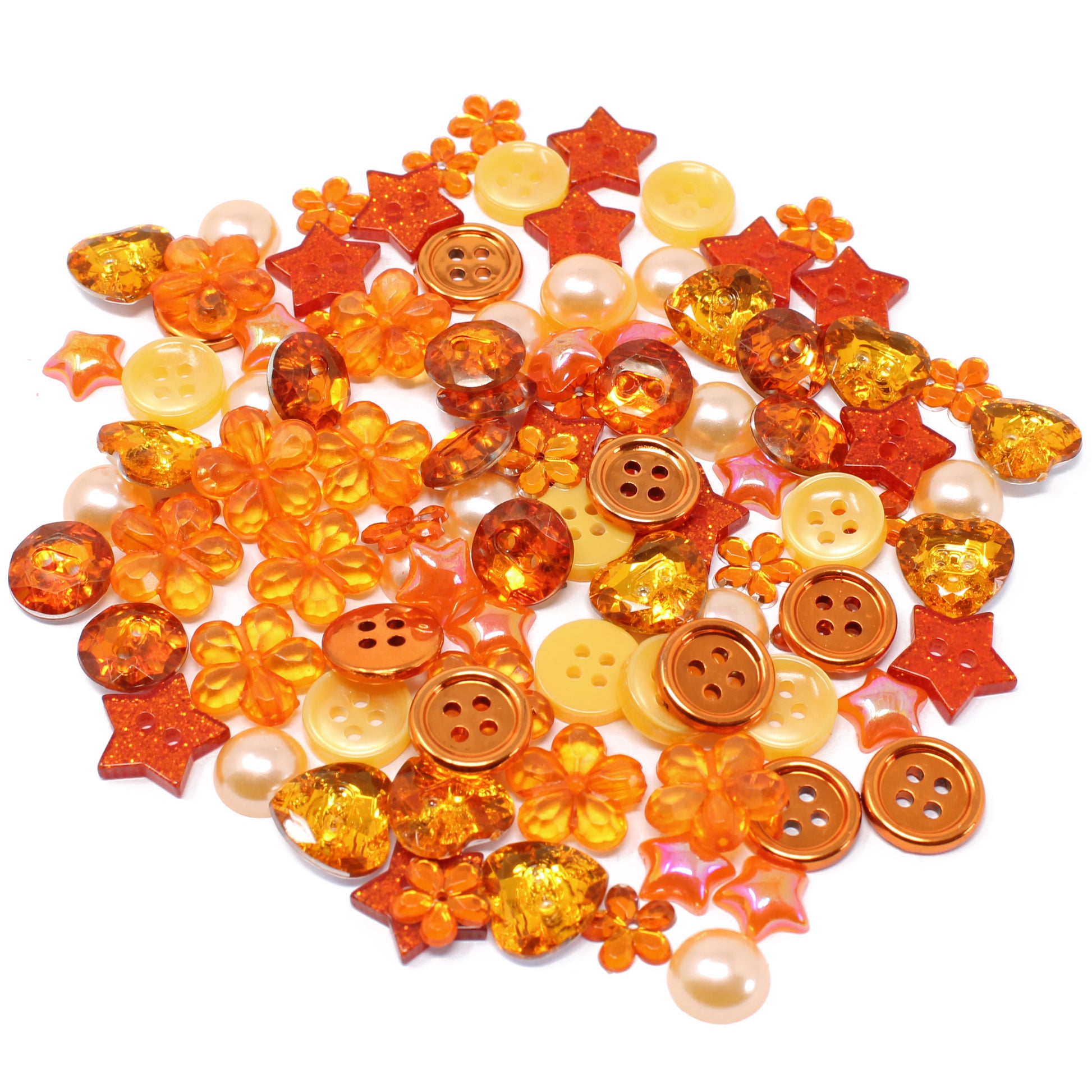 Orange 100 Mix Acrylic & Resin Buttons & Flatbacks
