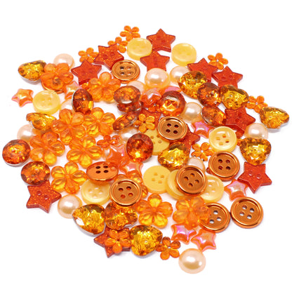 Orange 100 Mix Acrylic & Resin Buttons & Flatbacks