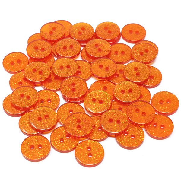 50 Mix Glitter Round 15mm Resin Buttons