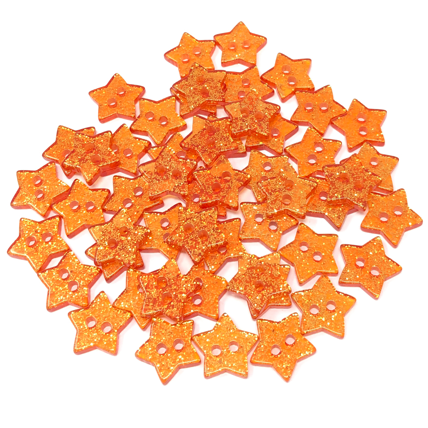 Orange 50 Mix Glitter Star 13mm Resin Buttons