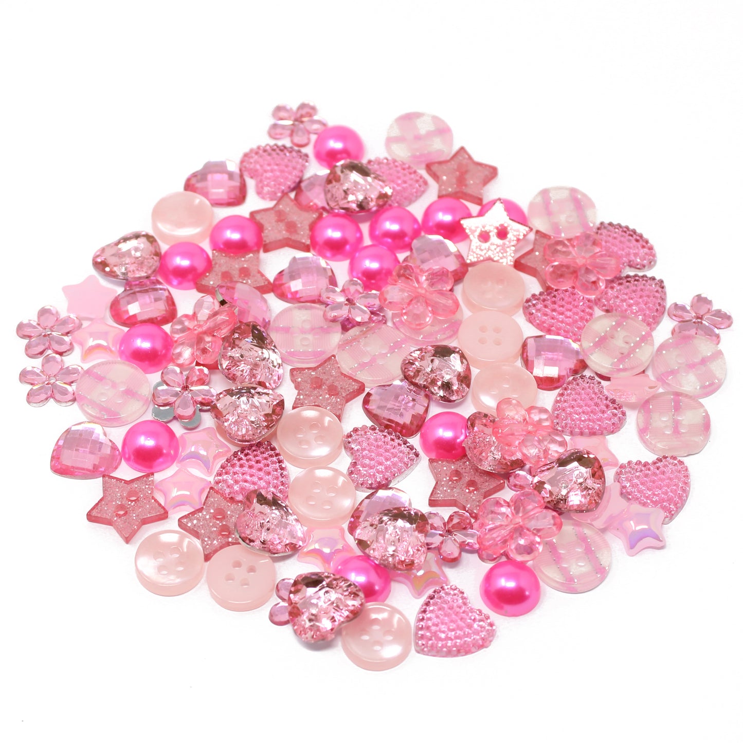 Pink 100 Mix Acrylic & Resin Buttons & Flatbacks