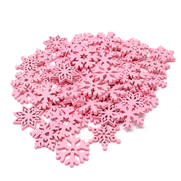 50 Mix Wooden Christmas Snowflakes