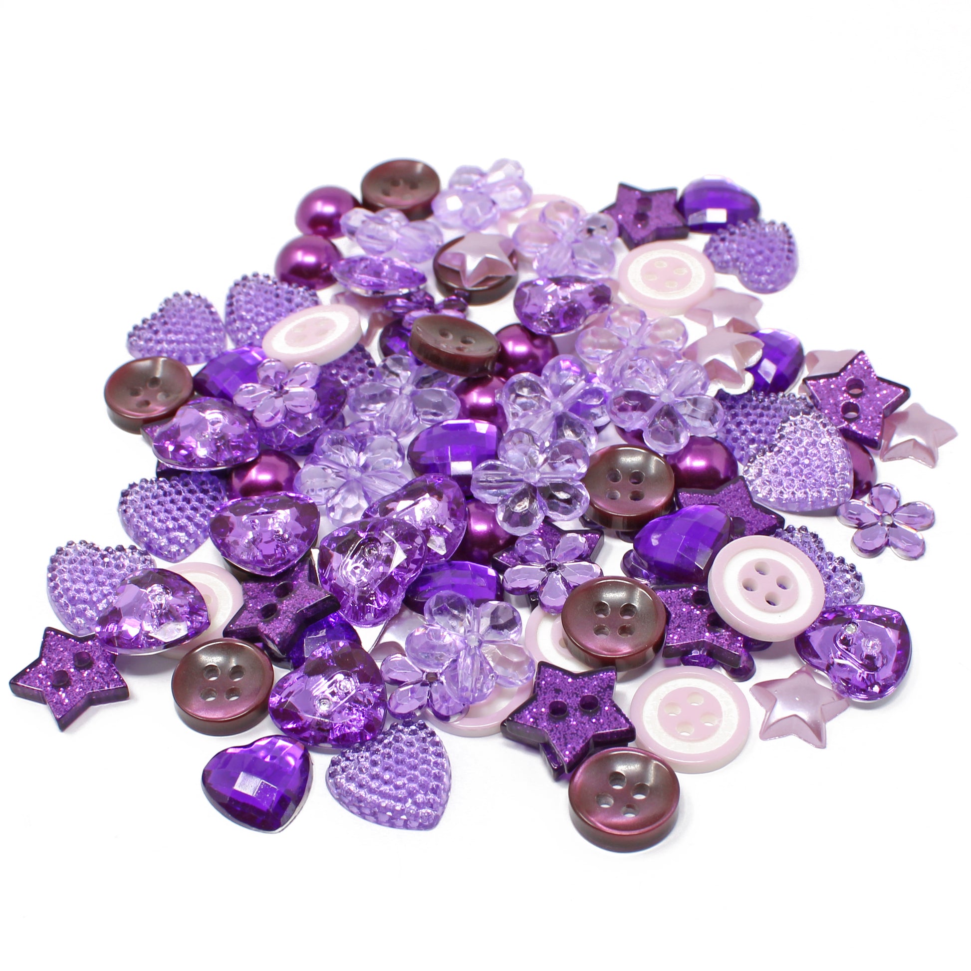 Purple 100 Mix Acrylic & Resin Buttons & Flatbacks