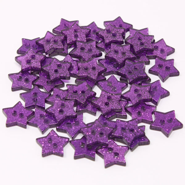 50 Mix Glitter Star 13mm Resin Buttons