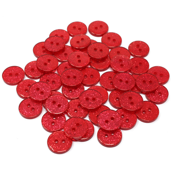 50 Mix Glitter Round 15mm Resin Buttons