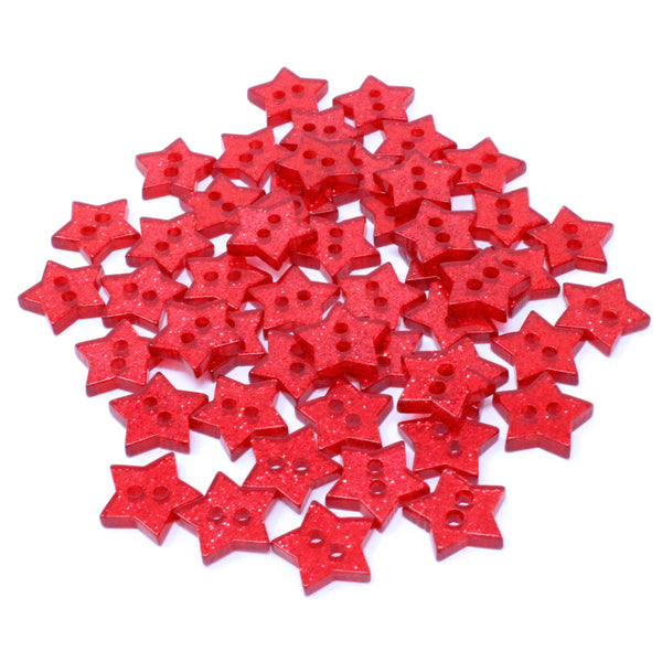 50 Mix Glitter Star 13mm Resin Buttons