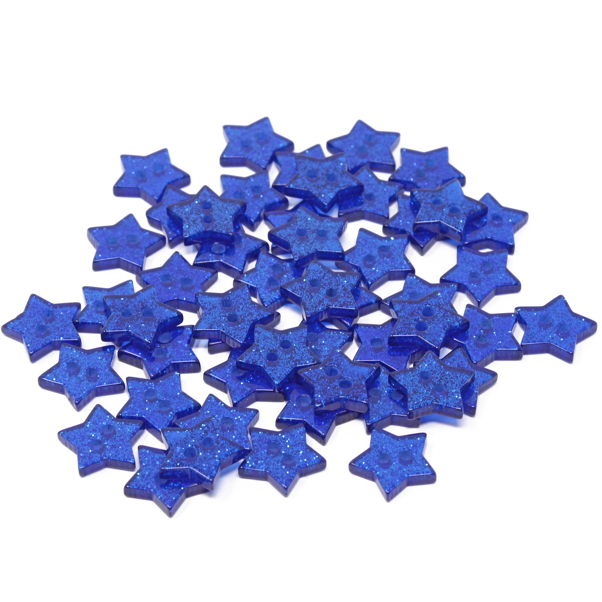 Royal Blue 50 Mix Glitter Star 13mm Resin Buttons