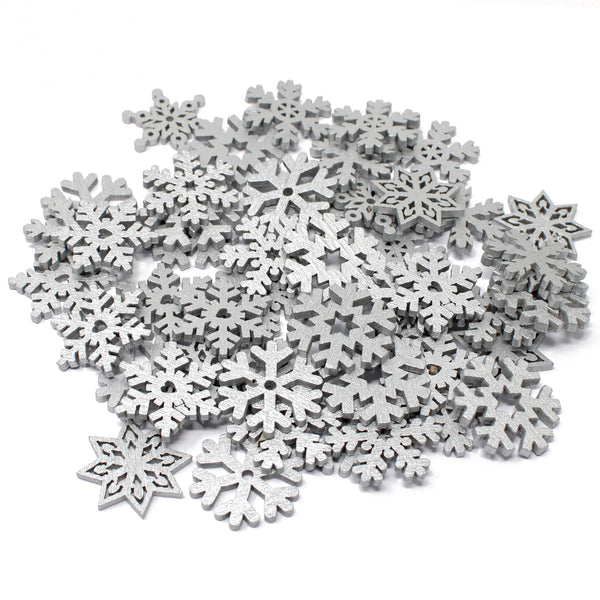 50 Mix Wooden Christmas Snowflakes
