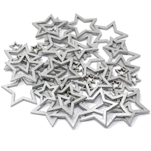 50 Mixed Size Cut Out Christmas Wood Stars