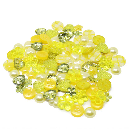 Yellow 100 Mix Acrylic & Resin Buttons & Flatbacks