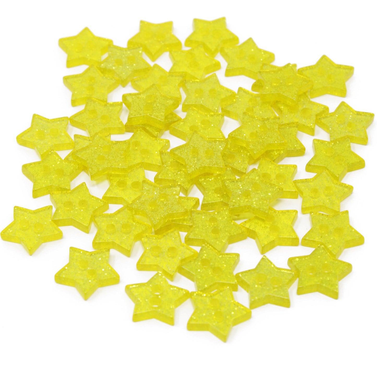 Yellow 50 Mix Glitter Star 13mm Resin Buttons