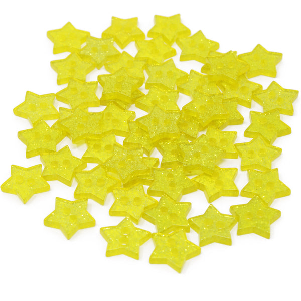 50 Mix Glitter Star 13mm Resin Buttons