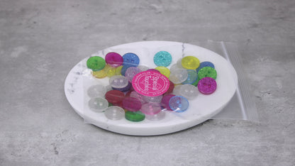 50 Mix Glitter Round 15mm Resin Buttons