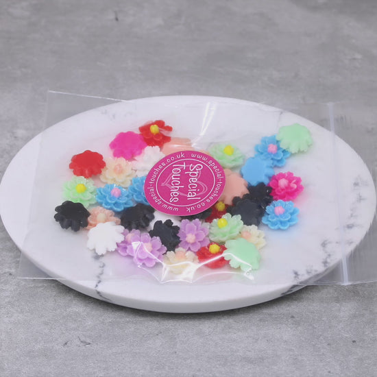 13mm Resin Flower Flatbacks - Pack of 40