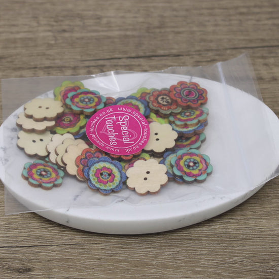 Flower 40 Mixed Floral Flower & Butterfly Buttons