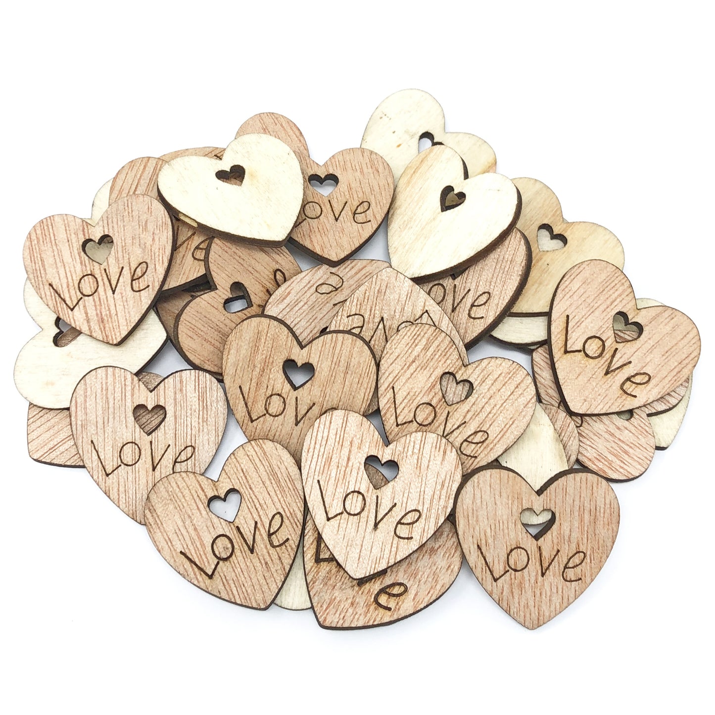 'Love' 25mm Wooden Double Love Hearts