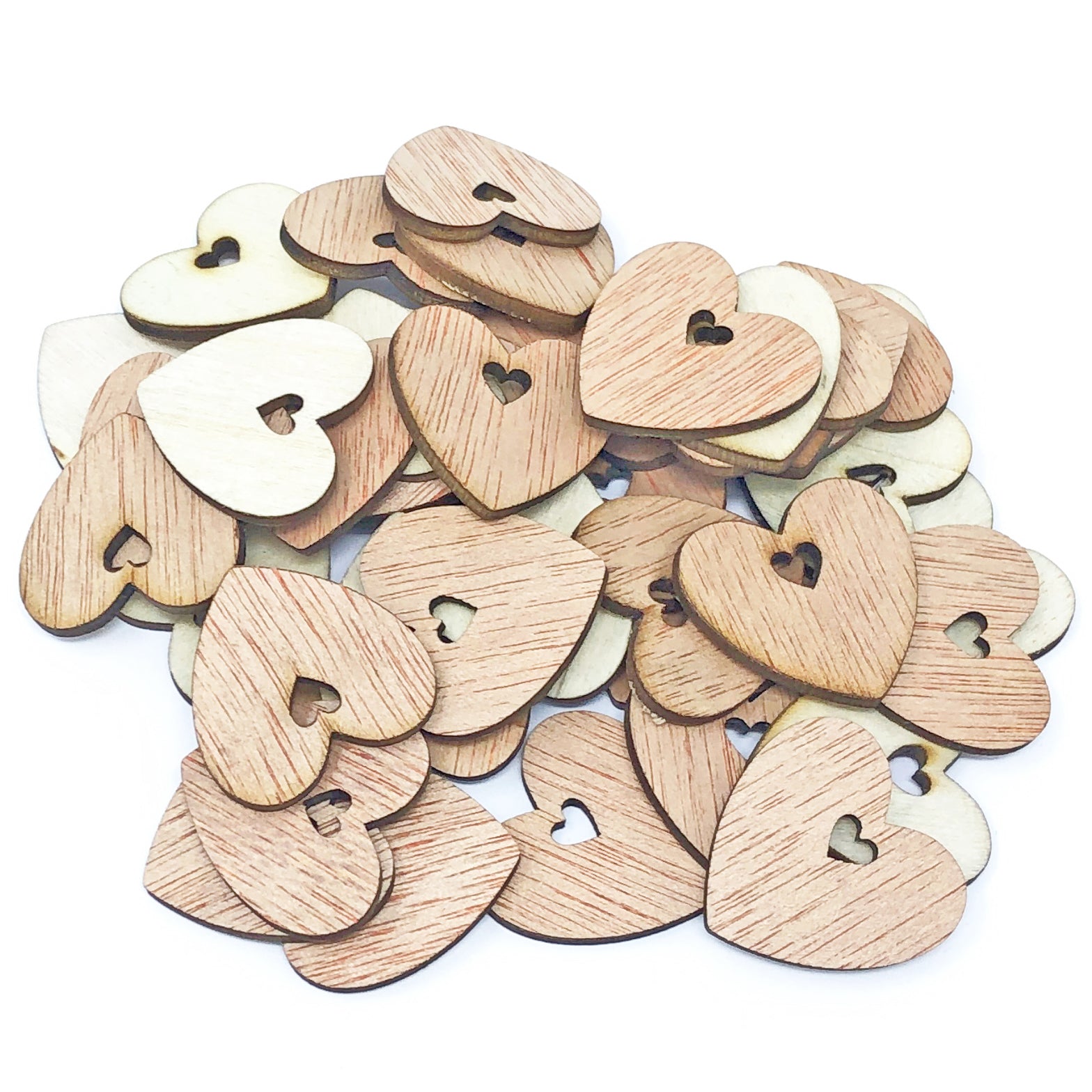 25mm Wooden Double Love Hearts