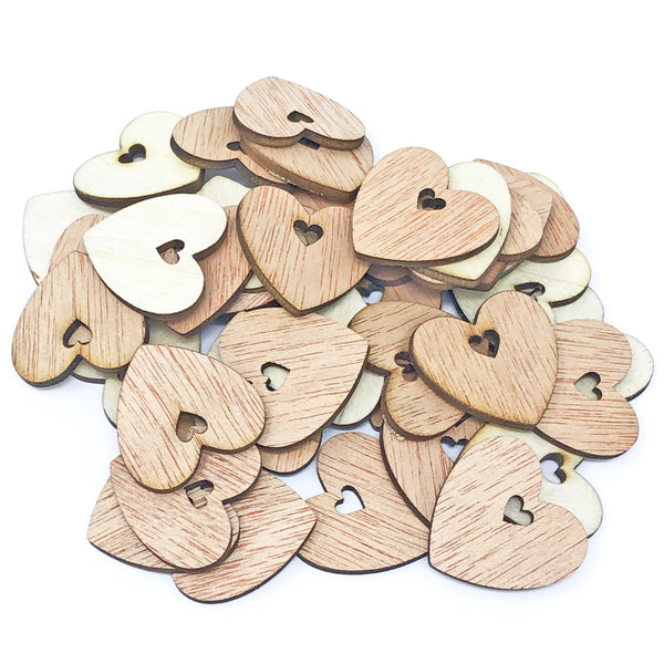 25mm Wooden Double Love Hearts