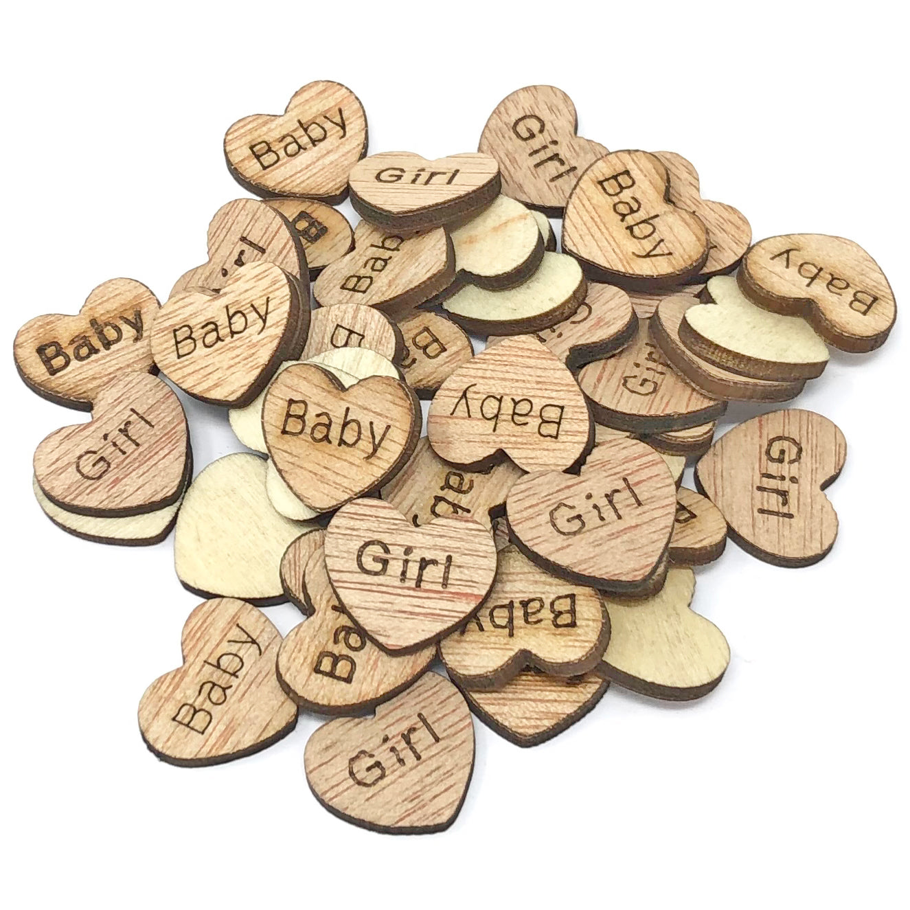 Baby Girl 15mm Wooden Birthday & Baby Shower Hearts