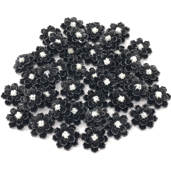 13mm Resin Flower Flatbacks - Pack of 40