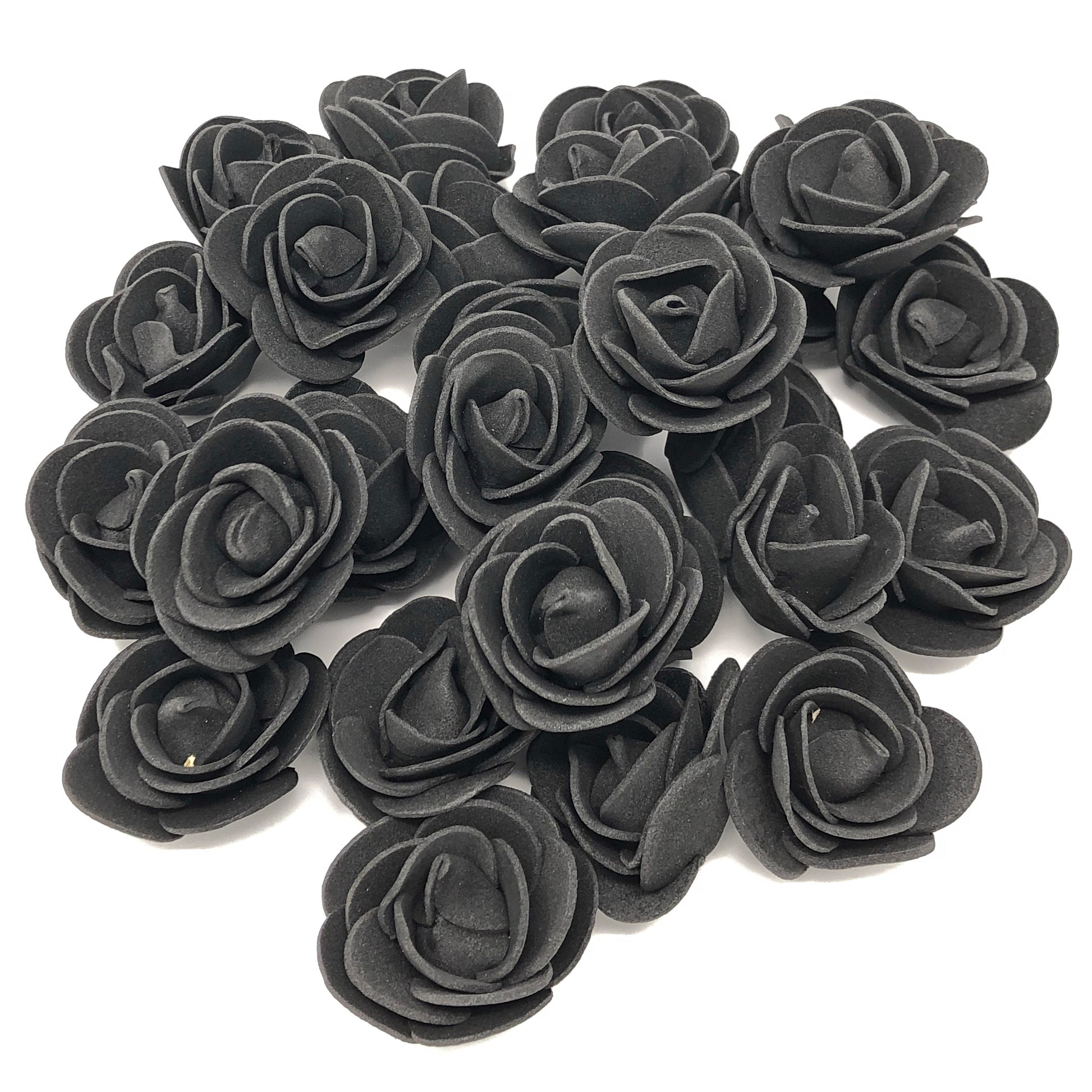 Black 30mm Foam Rose Flowers