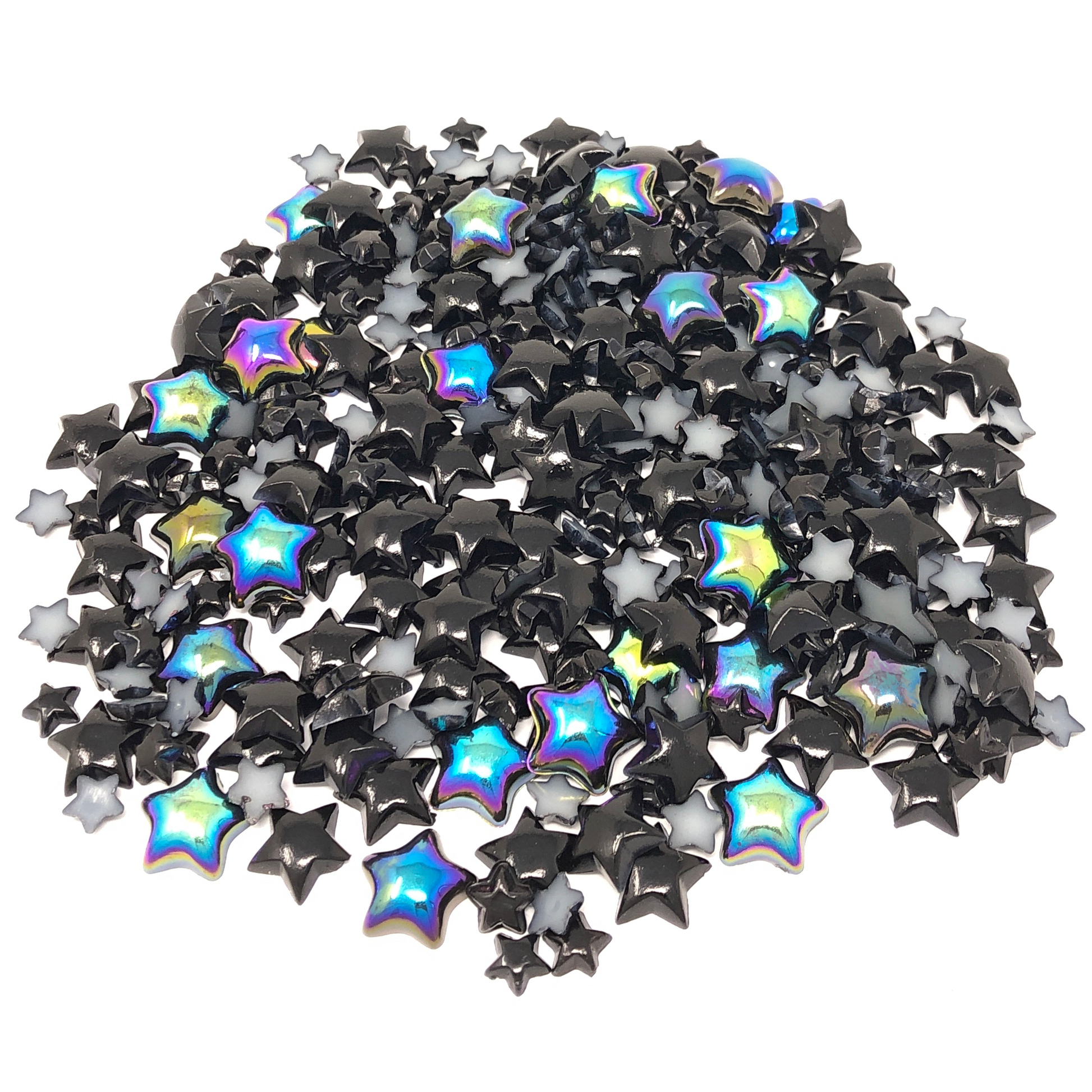 Black Mini Resin Mixed Size Star Half Pearls (Pack of 500 Approx)