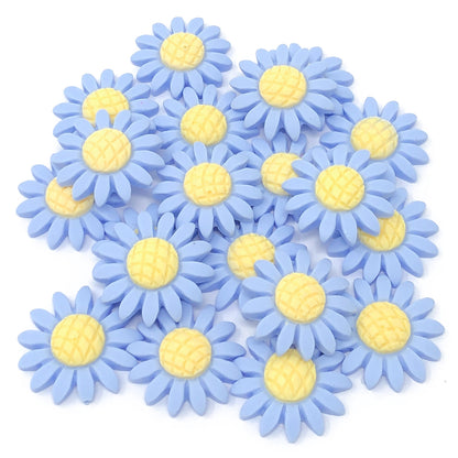 Blue 22mm Soft Feel Sunflower Flatbacks - Pack of 20