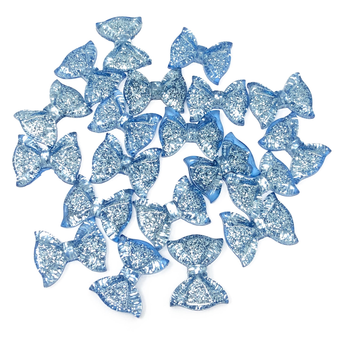 25mm Resin Glitter Bow Flatbacks - Pack of 20