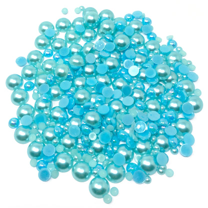 Blue Mini Resin Mixed Size Half Pearls (Pack of 500 Approx)