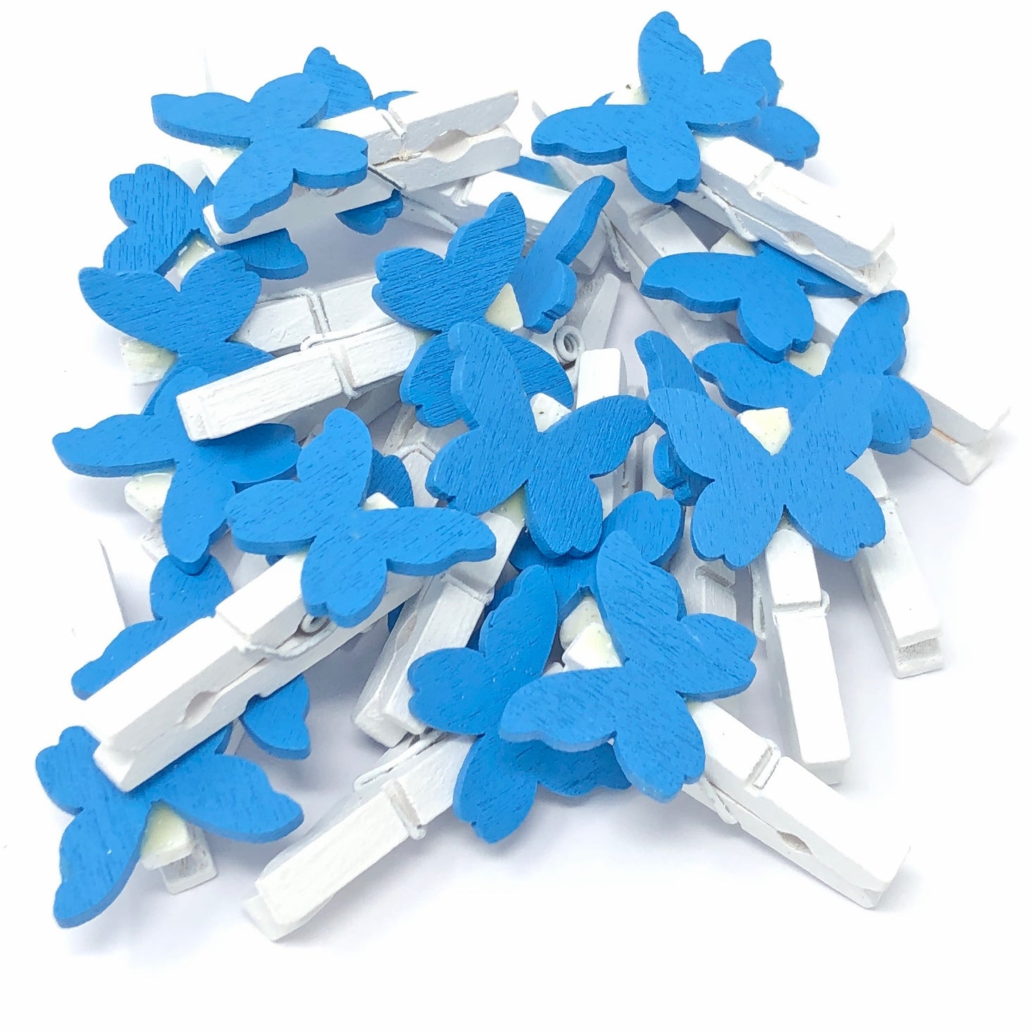 Blue 30mm Mini Clothes Pegs with 20mm Butterflies