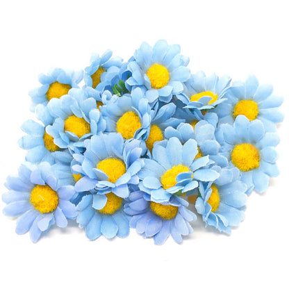 Blue 35mm Synthetic Daisy Flowers (Faux Silk) - Mini Daisy Heads