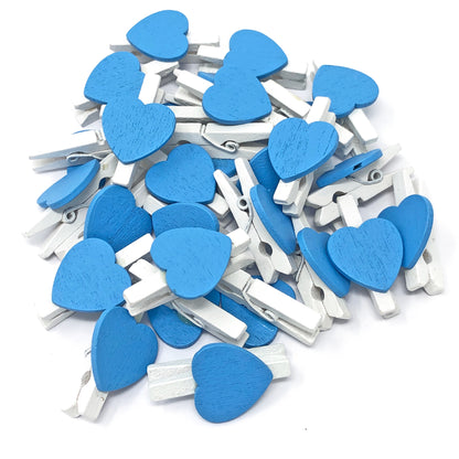 Blue 30mm White Pegs with 18mm Coloured Hearts
