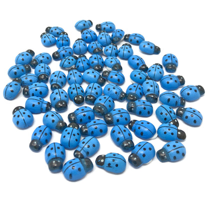 Blue Mini 9x12mm Ladybirds Self Adhesive Wooden Ladybug Wood Toppers