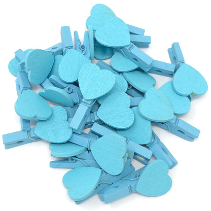 Blue 30mm Coloured Pegs with Matching 18mm Coloured Hearts