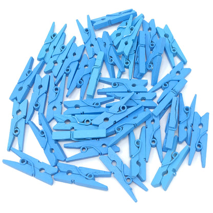Blue 25mm Mini Coloured Wooden Clothes Pegs