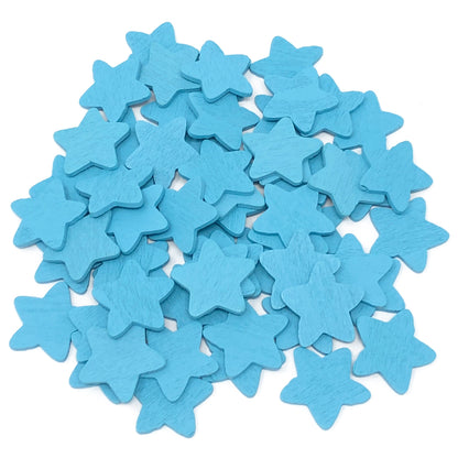 Blue 18mm Wooden Craft Coloured Stars