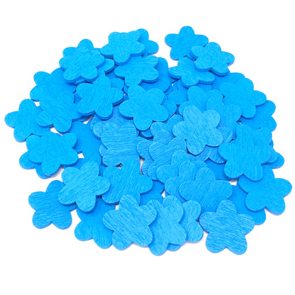 Blue 18mm Wooden Craft Coloured Flowers