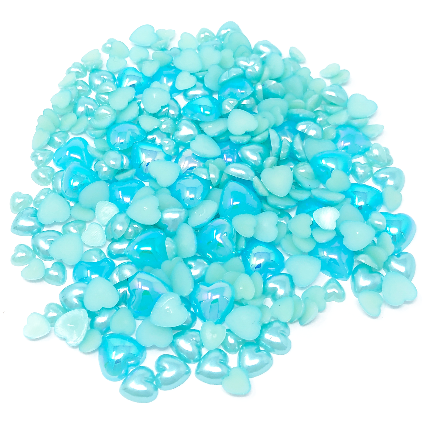 Blue Mini Resin Mixed Size Heart Half Pearls (Pack of 500 Approx)